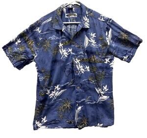 Vintage Hawaiiian Camp Shirt Mens XL Short Sleeve Palm Tree Hawaii Palmwave